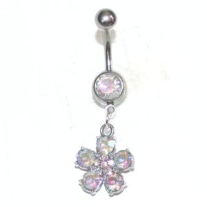 Dangly rainbow crystal Belly Button Ring
